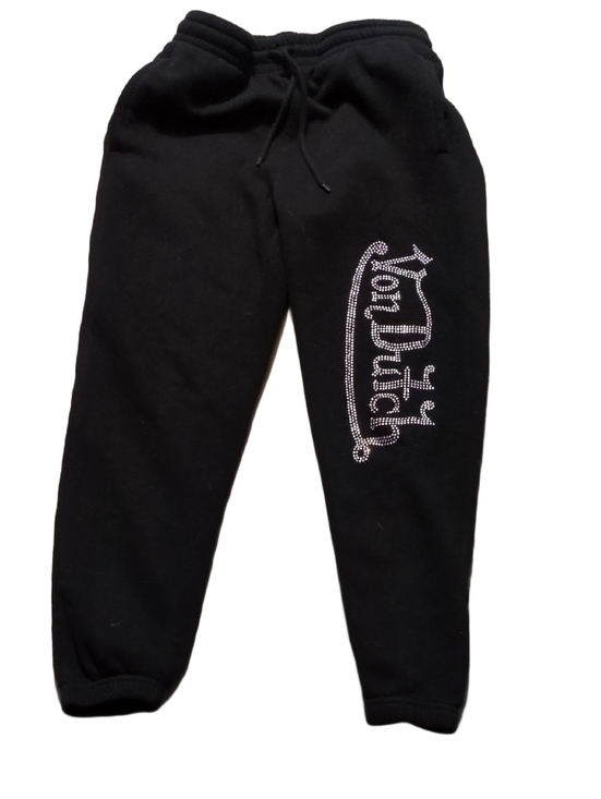 Von Dutch Pants - Von Dutch Black Rhinestone Jogger Sweatpants Size Medium